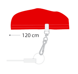 Angenähter Karabiner bei 120 cm