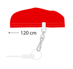 Angenähter Karabiner bei 120 cm