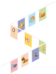 Guirlande en tissu, alphabet avec animaux